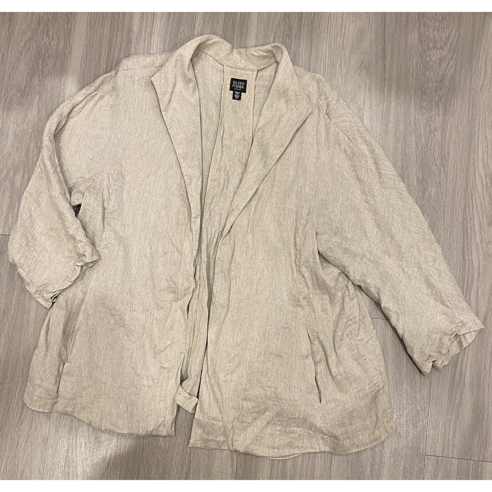 Eileen Fisher Plus Sz 3X Jacket Cardigan LINEN Blend Pockets Wrap